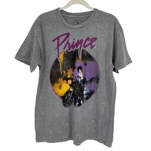 Officially Licensed Prince Purple Rain T-Shirt Gray Acid Wash Large NWOT